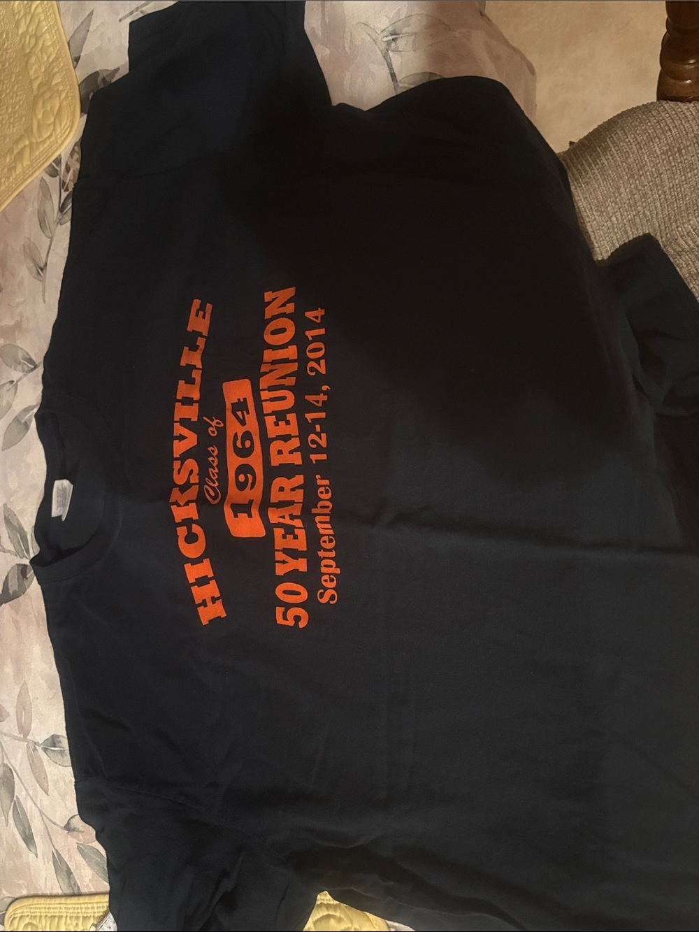 Gildan Black Short Sleeve Tee with Orange Hicksville Reunion Print